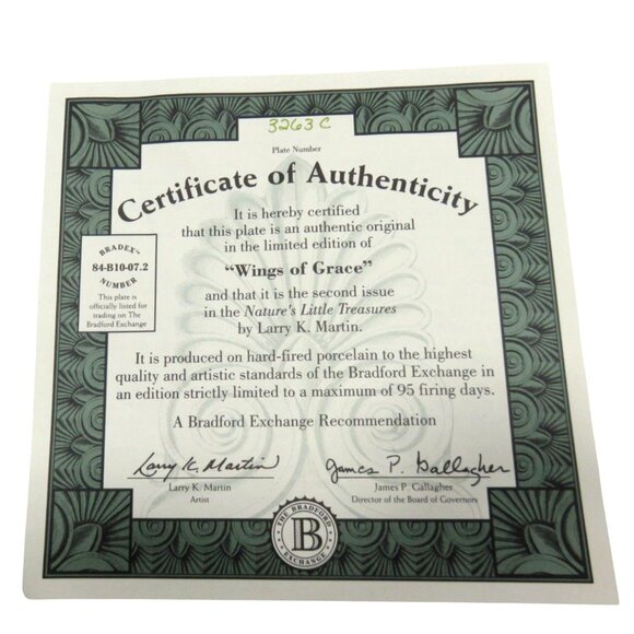 BRADFORD EXCHANGE Nature's Little Treasures PLATES x2 Certificates and Hangers 1 - Picture 7 of 10